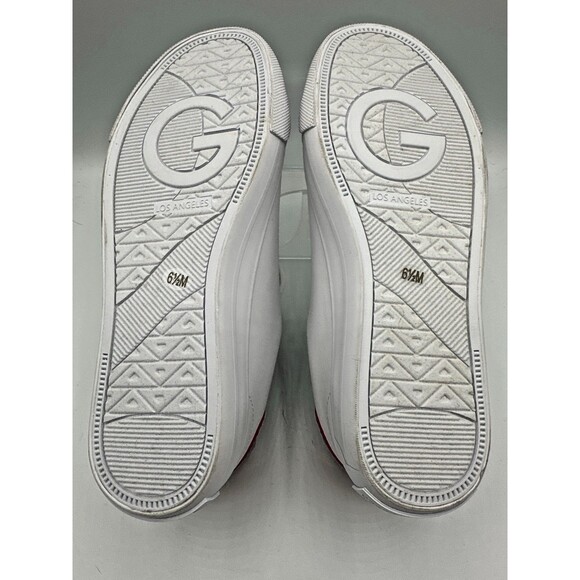 GBG Los Angeles White Sneakers 6.5 Paris Patch Red Heel - Picture 7 of 12
